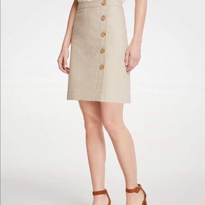 Ann Taylor Button Textured A-Line Skirt NWT
